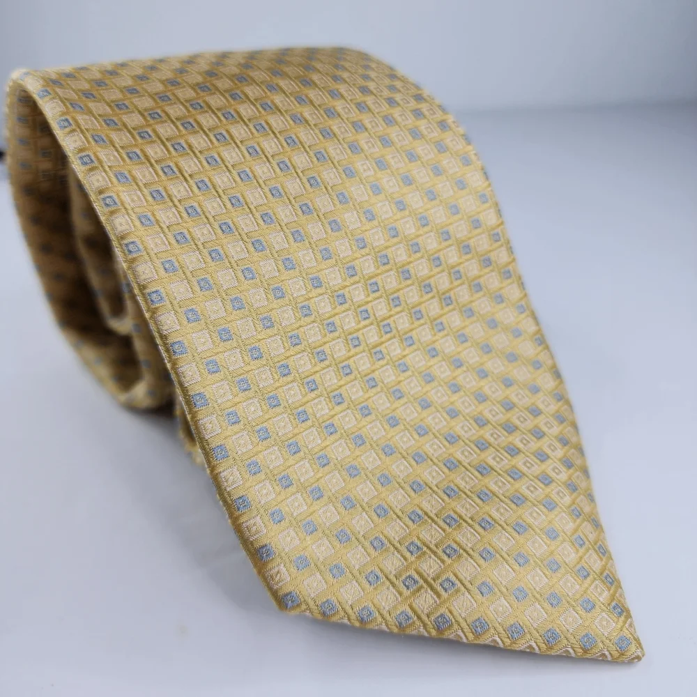 ROCHESTER Yellow & Blue Silk Tie.